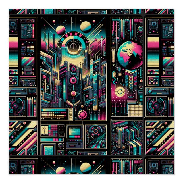 Póster Neon Tech Odyssey (Anverso)