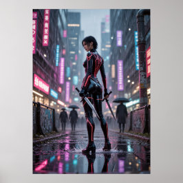 Póster Neon Thorns - Rosa de Cyberpunk Poster asesino