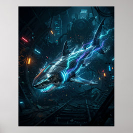 Póster Neón Tiburón Metro Abismo