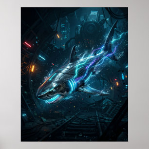 Póster Neón Tiburón Metro Abismo