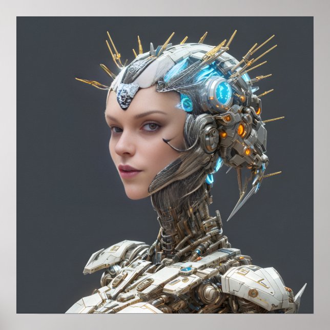 Póster Neon Visionary: Una cibernetica mujer (Frente)