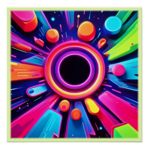 Póster Neon Vortex Resumen del arte espacial