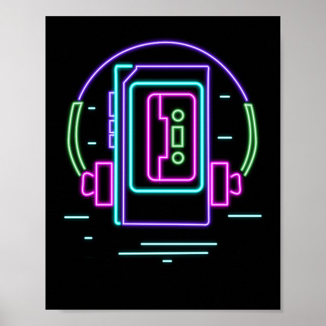 Póster Neon Walkman de Retro 80 (Frente)