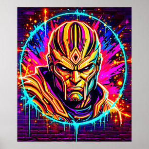 Póster Neon Warrior Power Art