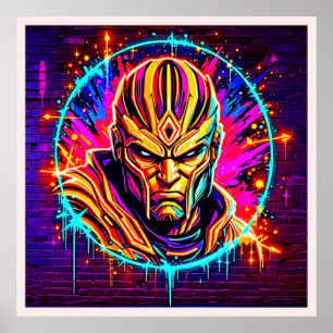Póster Neon Warrior Power Art