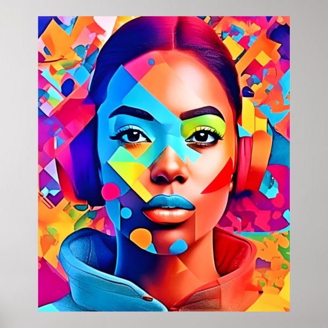 Póster Neon Woman Dreams Digital Art (Frente)