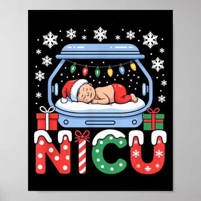 Póster Neonatal Intensive Care Unit Xmas Funny Nicu Nurse (Frente)