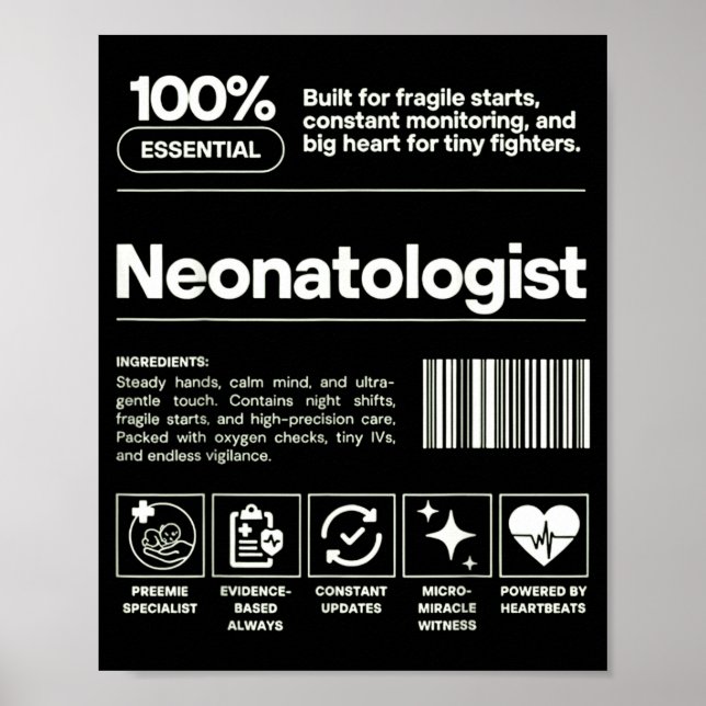 Póster Neonatologist &amp; D Neonatology Gift Nicu Doctor (Frente)