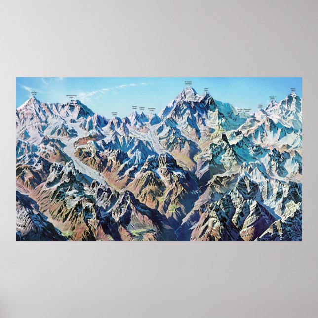 Póster "Nepal: 1963/heute - Región del Everest del Monte  (Frente)