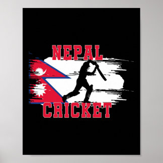 Póster Nepal Cricket Nepal Cricket Fans Nepal Flag