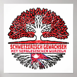 Póster Nepal Nepalí Suiza Suizo Árbol Raíz
