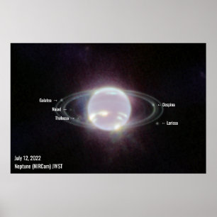 Póster Neptune James Webb Foto NIRCam Imagen Texto blanco