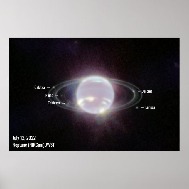 Póster Neptune James Webb Foto NIRCam Imagen Texto blanco (Frente)
