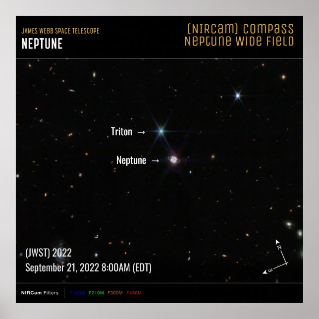 Póster Neptune NIRCam Compass James Webb Telescope JWST (Frente)