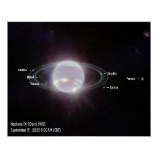 Póster Neptune NIRCam Etiquetado Foto James Webb Telescop
