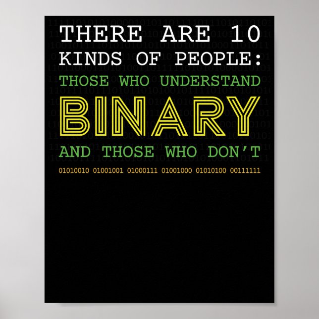 Póster Nerd Computer Binary Code Geek Tees (Frente)