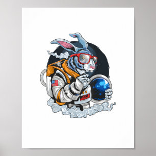 Póster Nerdy Bunny Astronauta en el espacio, explorador e