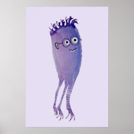 Póster Nerdy Character Funny Cute Geek Purple