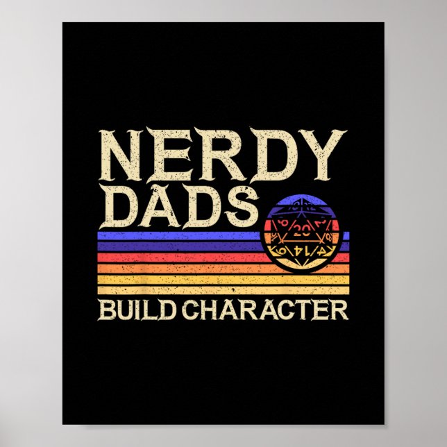 Póster Nerdy Dad Rpg Gaming D20 Tabletop Games Funny Rpg  (Frente)