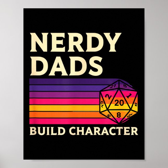 Póster Nerdy Dads Build Character, Retro Tabletop Rpg Fat (Frente)