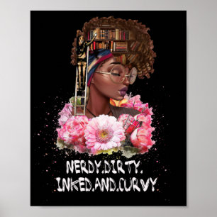 Póster Nerdy Dirty Curvy Women Love Book In Head
