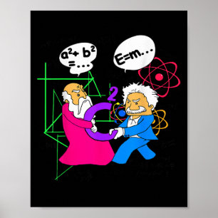 Póster Nerdy Funny Pythagoras Luchando Sobre La Mata Al C