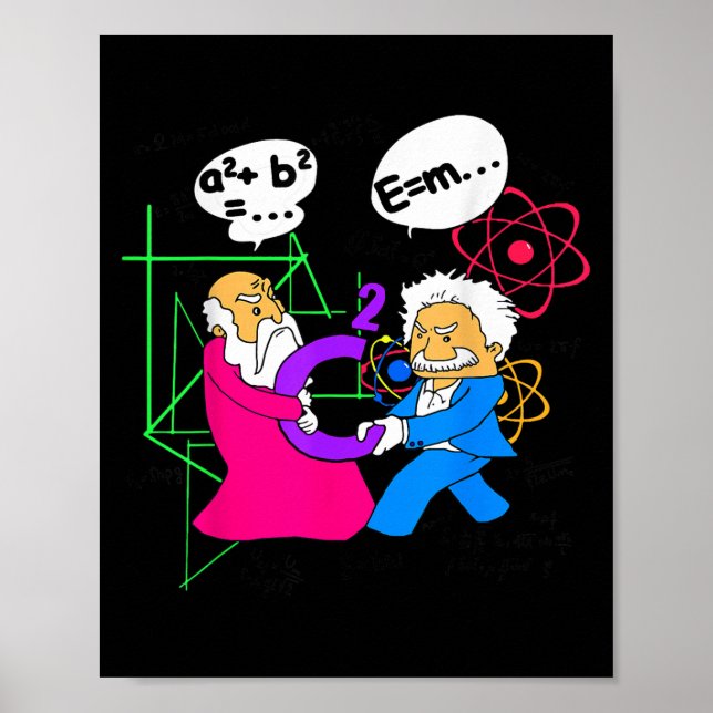 Póster Nerdy Funny Pythagoras Luchando Sobre La Mata Al C (Frente)