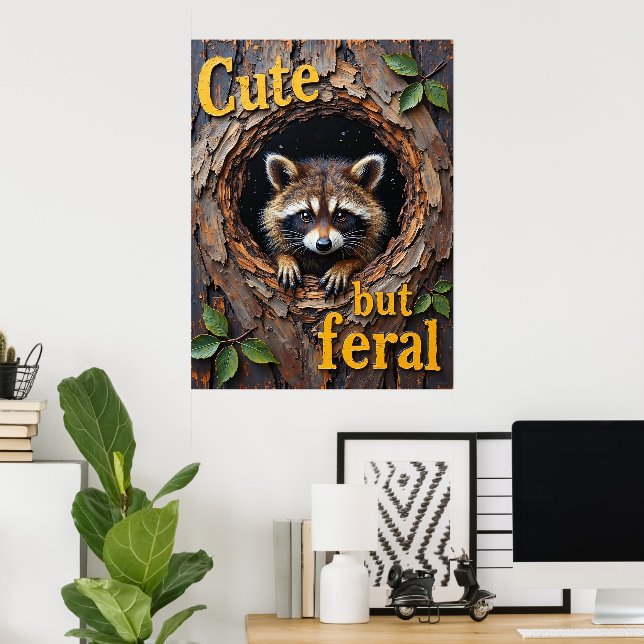 Póster Nestled Prowler: La percha de un mapache (Oficina en casa)