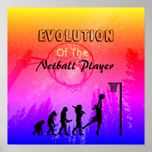 Póster Netball divertido del tema de la evolución del