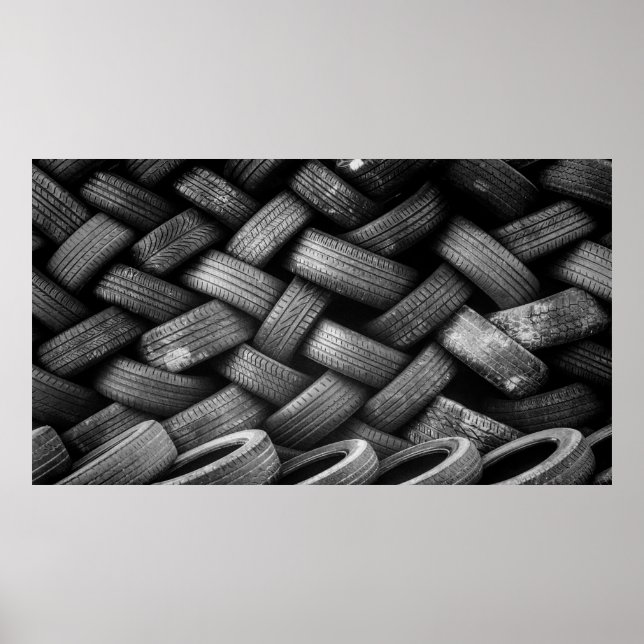 Póster Neumáticos de goma de pieles usados (Frente)