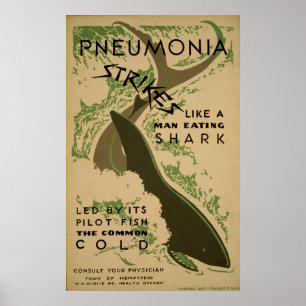 Póster Neumonía golpea como un hombre comiendo venado de
