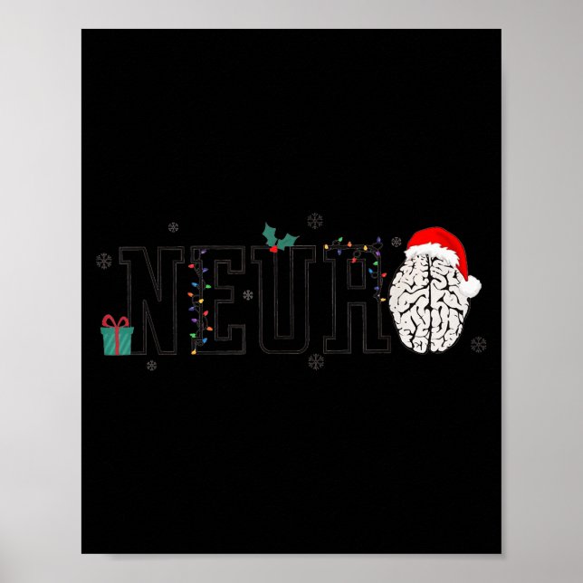 Póster Neuro Christmas Neurology Holiday Neuroscience Nur (Frente)