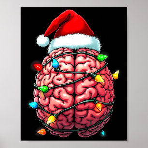 Póster Neuro Enfermera Navideña Gorro de Santa Neurología