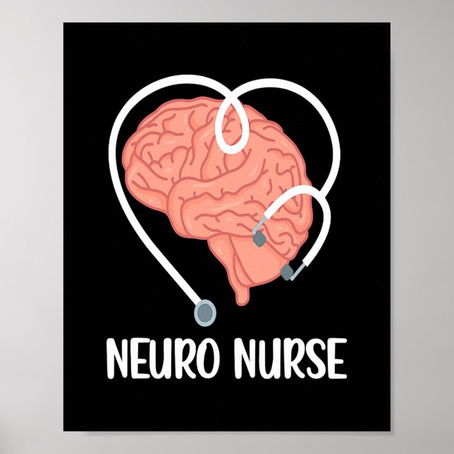Póster Neuro Enfermero Estetoscopio Neurología Enfermero (Frente)