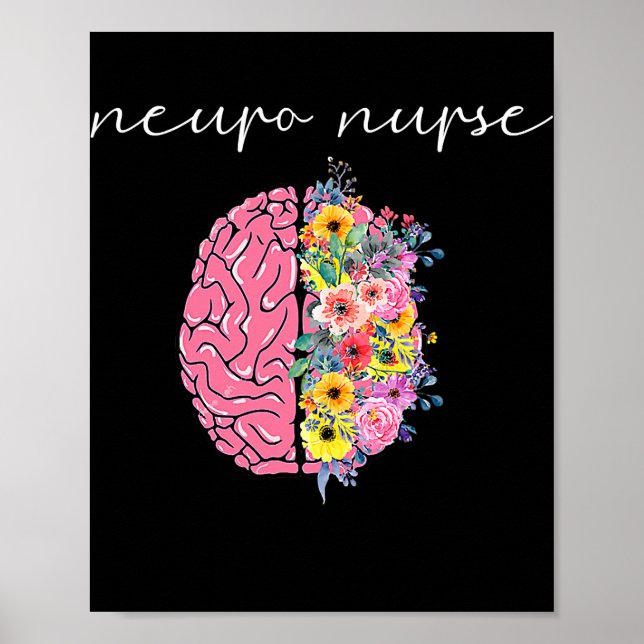 Póster Neuro Nurs Enfermería de Neurociencia Floral Orgul (Frente)