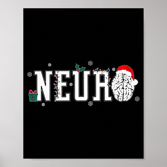 Póster Neuro Nurse Brain Santa Hat Neuroscience Nursing C (Frente)