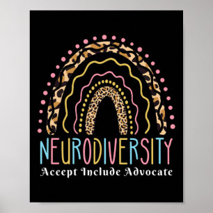 Póster Neurodiversidad Arcoiris aceptan el autismo de amo