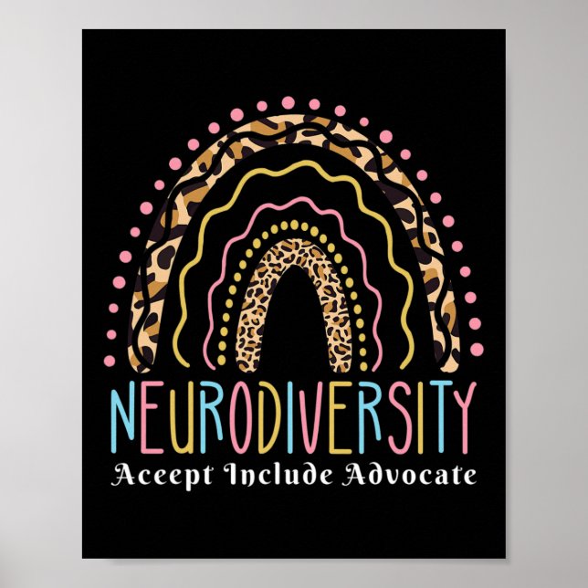 Póster Neurodiversidad Arcoiris aceptan el autismo de amo (Frente)