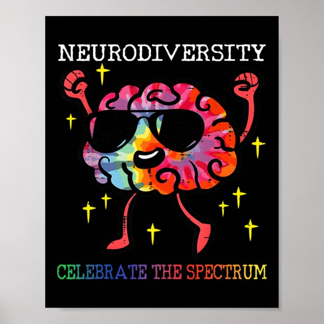 Póster Neurodiversidad Autismo cerebral Conciencia Asd Ad (Frente)
