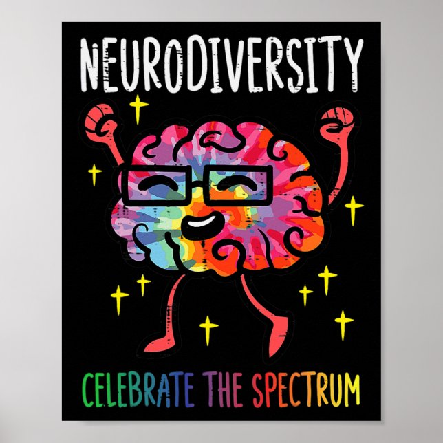 Póster Neurodiversidad Autismo cerebral Conciencia Asd Ad (Frente)