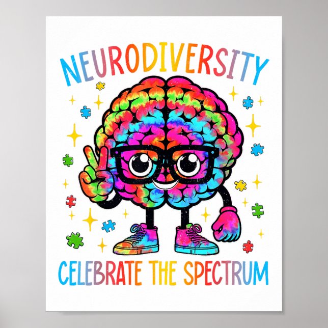 Póster Neurodiversidad Autismo cerebral Conciencia Asd Ad (Frente)