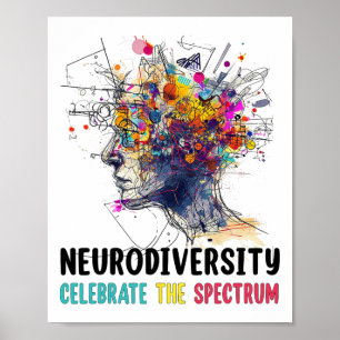 Póster Neurodiversidad Autismo cerebral Conciencia Asd Ad