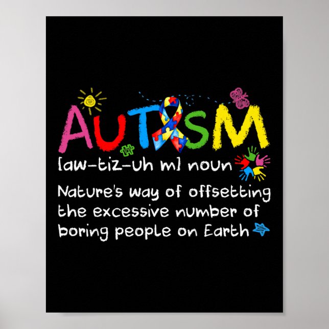 Póster Neurodiversidad Autismo Conciencia Noun Definition (Frente)