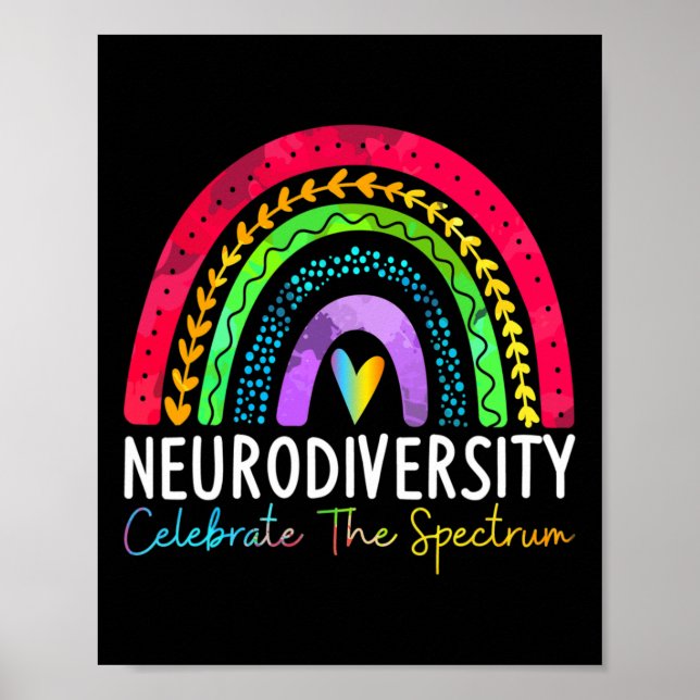 Póster Neurodiversidad Autismo Espectro Asd Adhd Rainbow  (Frente)