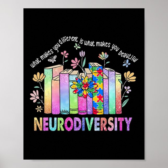 Póster Neurodiversidad Diferente es Consciente del Autism (Frente)