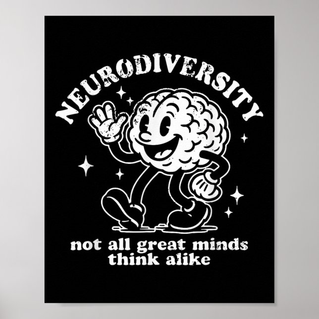 Póster Neurodiversidad divertida retro no es lo mejor (Frente)