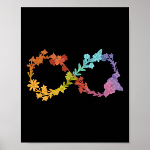 Póster Neurodiversidad floral Símbolo de infinito autismo