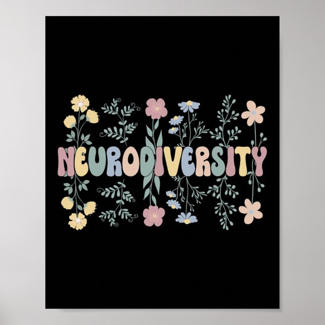 Póster Neurodiversidad Flores Autismo Neurodivergente 1 (Frente)