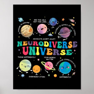 Póster Neurodiverso planeta espacial universal autismo au
