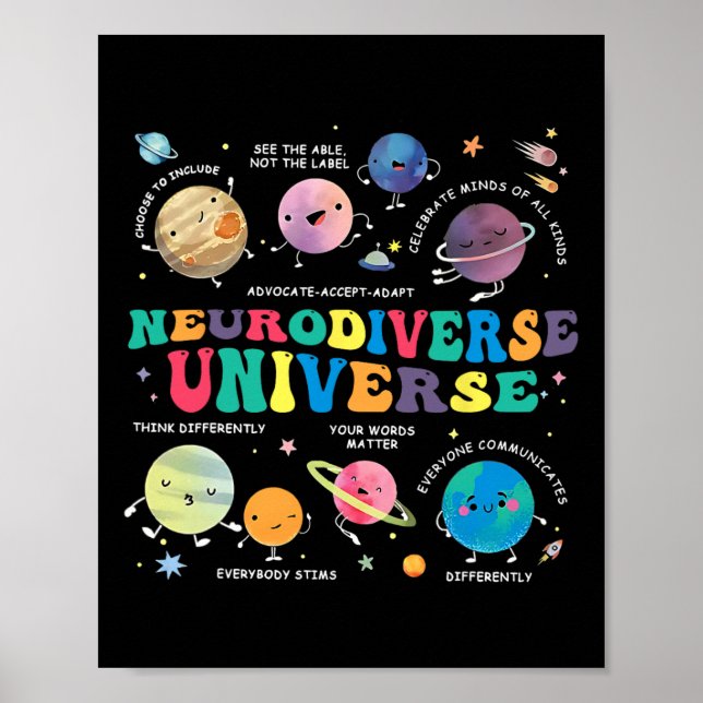 Póster Neurodiverso planeta espacial universal autismo au (Frente)